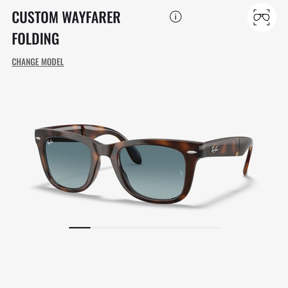 NIB Ray-Ban Custom Wayfarer Folding Sunglasses - Light Havana/Blue